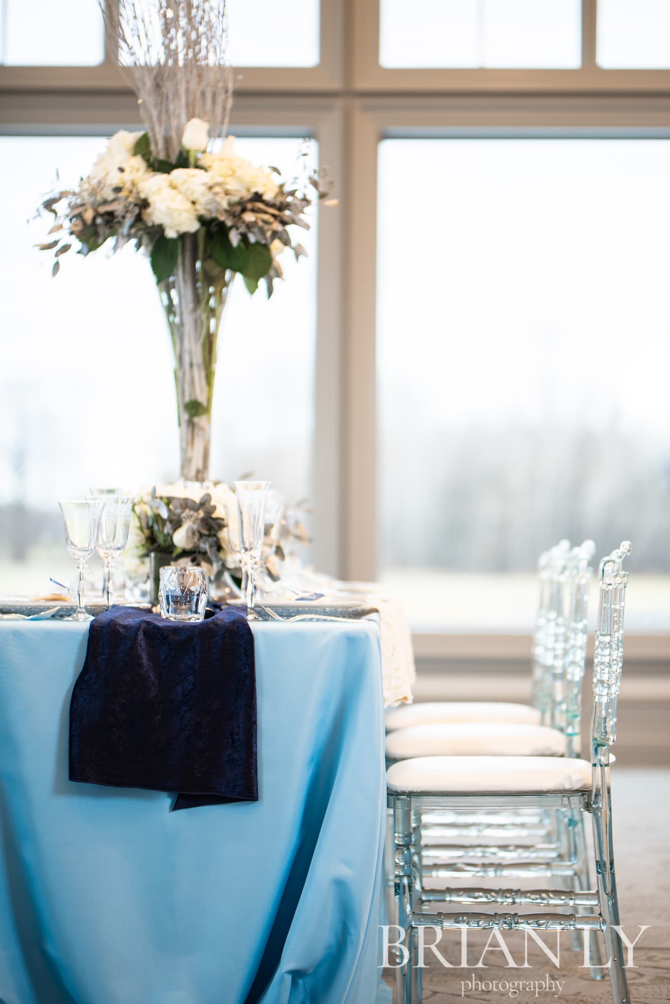 reception winter wedding styled shoot deer creek banquet facility
