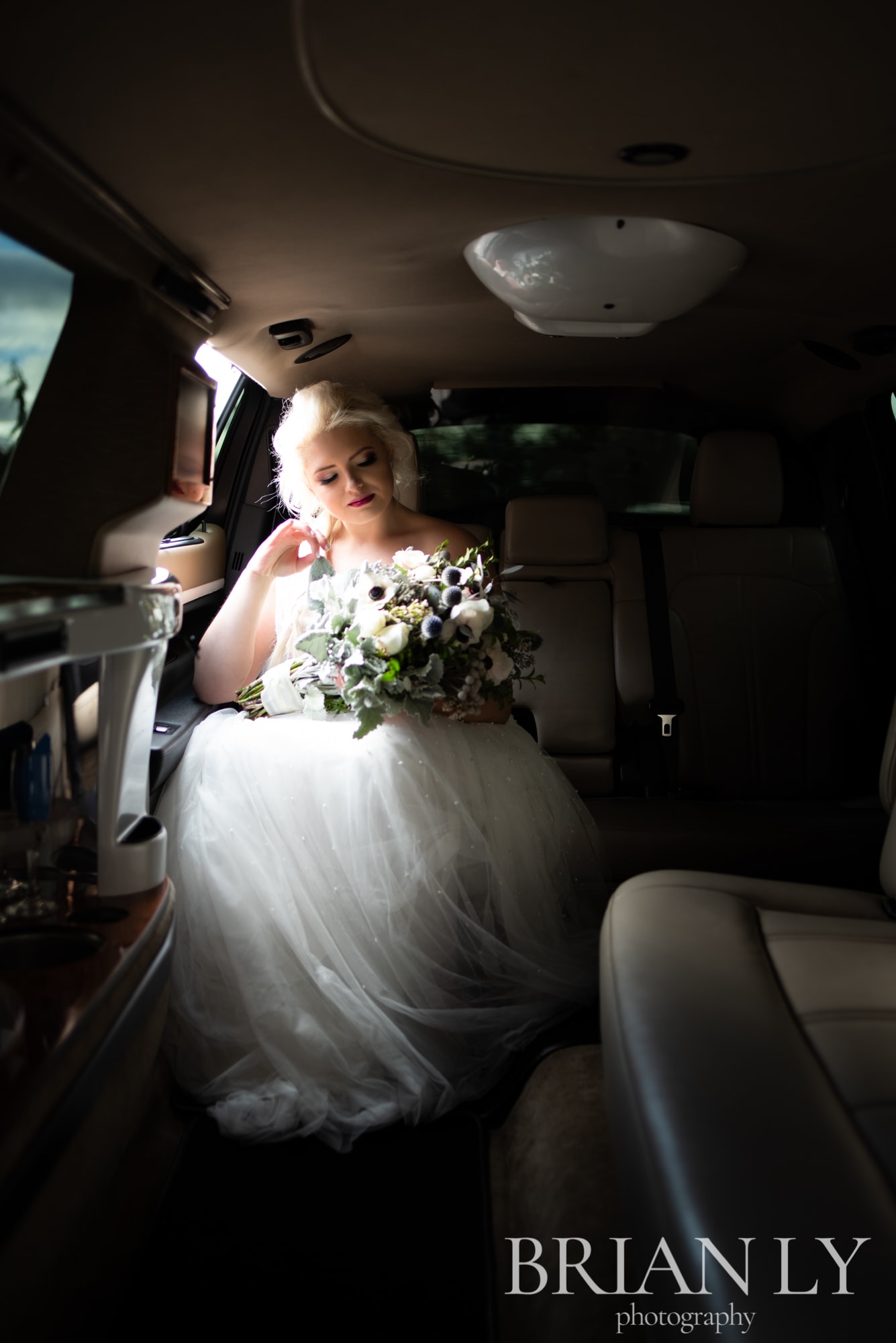 limo winter wedding styled shoot deer creek banquet facility