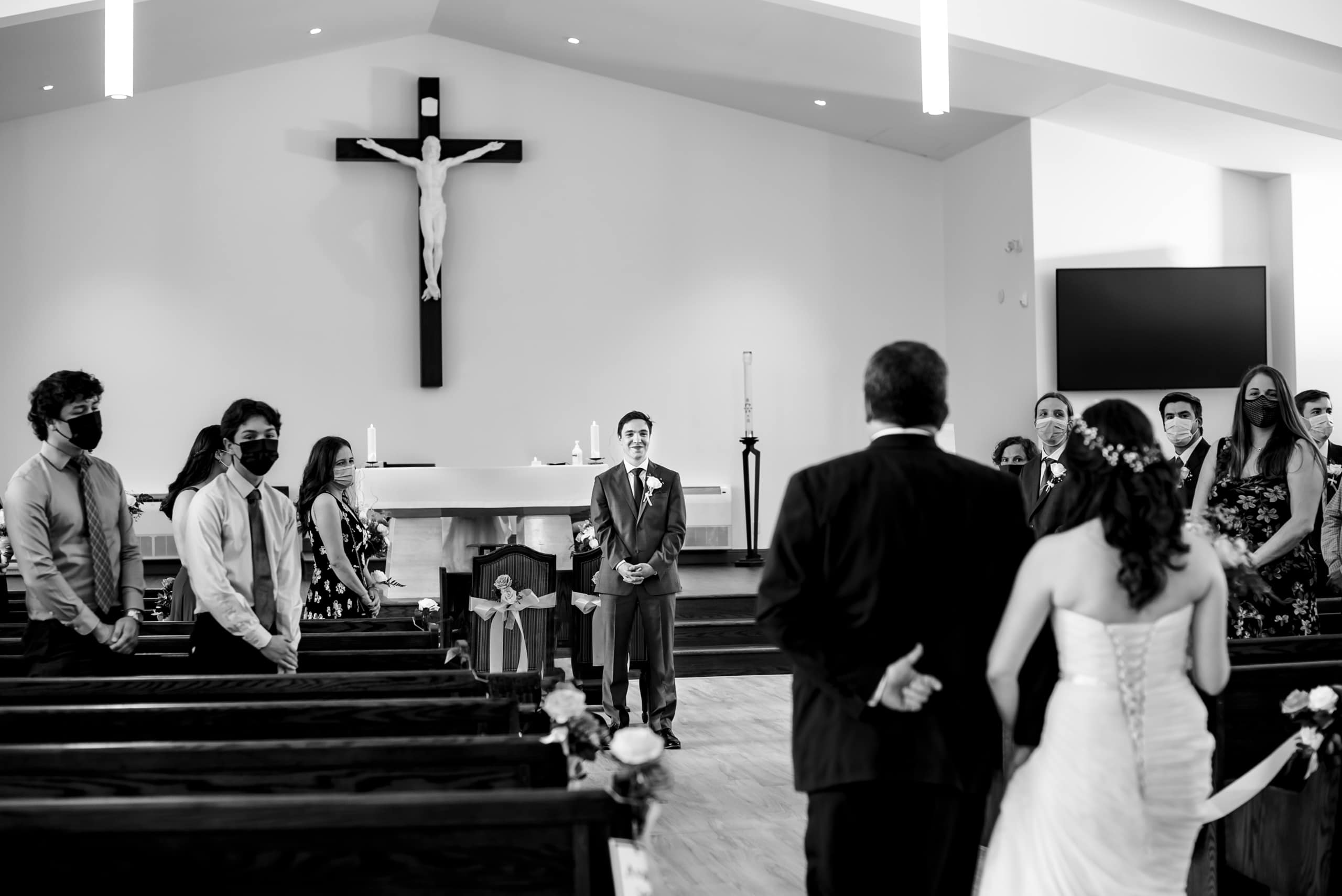our lady of grace church wedding ceremony by Durham Region Wedding Photographer Brian Ly Photography